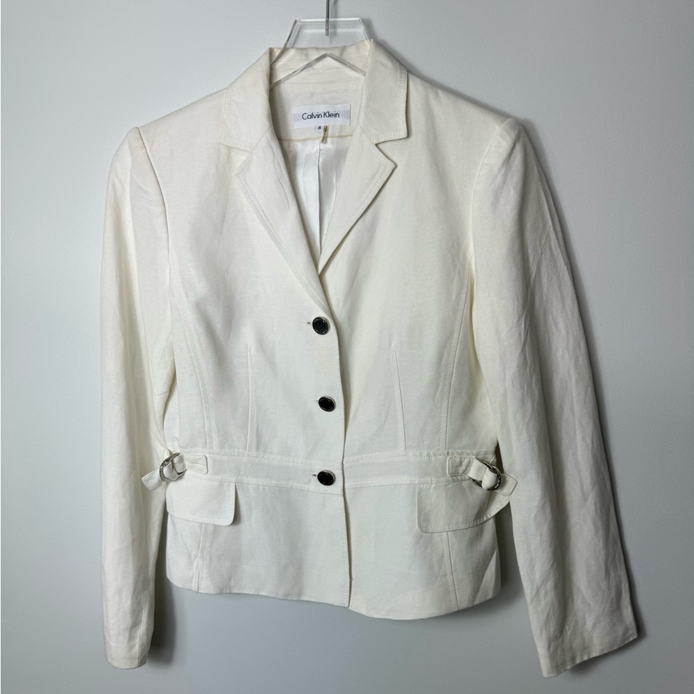 Calvin Klein Linen blend button up blazer size 8
